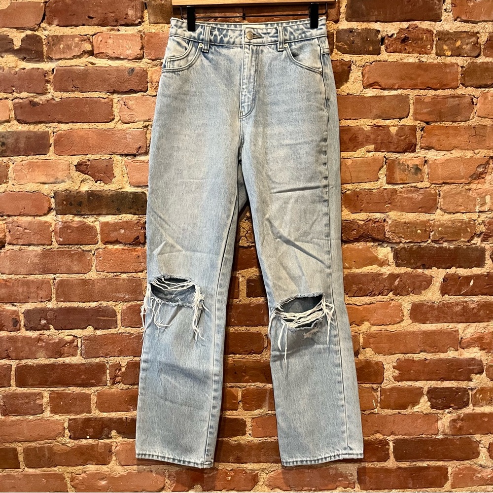 Rolla’s Original High Rise Straight Distressed Light Wash Size 25